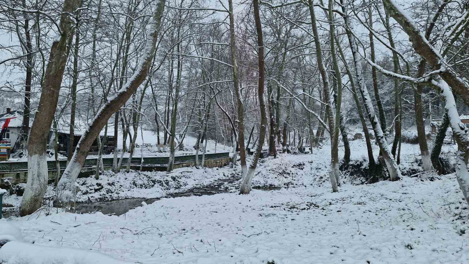 Tekirdağ’ın yüksek kesimleri yağan karla beyaza büründü
