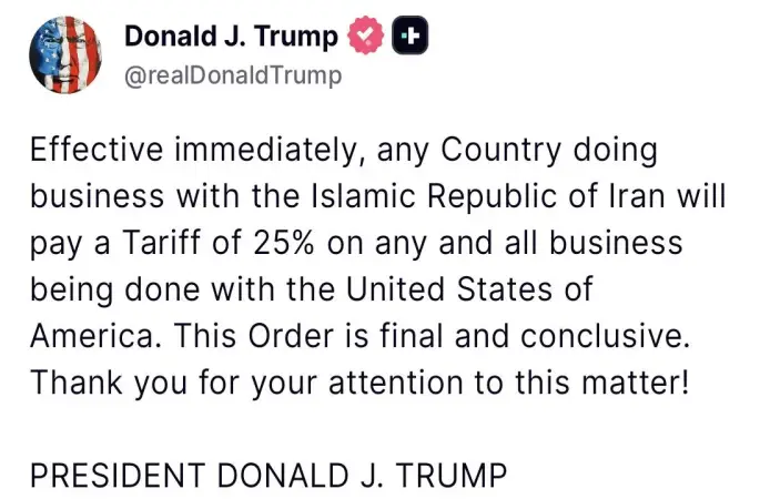 Trump’tan İran ile iş yapan ülkelere yaptırım kararı: "Yüzde 25 gümrük vergisi uygulanacak"
